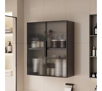 Moderno mobiletto da parete in alluminio con Ante in vetro - Mobiletto sottile per bagno e cucina | Organizzatore per trucchi montato sopra il WC
