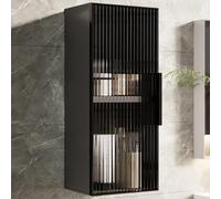 Moderno mobiletto da parete in alluminio con Ante in vetro - Mobiletto sottile per bagno e cucina | Organizzatore per trucchi montato sopra il WC