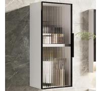 Moderno mobiletto da parete in alluminio con Ante in vetro - Mobiletto sottile per bagno e cucina | Organizzatore per trucchi montato sopra il WC