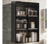 Moderno mobiletto da parete in alluminio con Ante in vetro - Mobiletto sottile per bagno e cucina | Organizzatore per trucchi montato sopra il WC