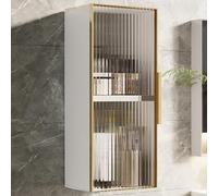 Moderno mobiletto da parete in alluminio con Ante in vetro - Mobiletto sottile per bagno e cucina | Organizzatore per trucchi montato sopra il WC