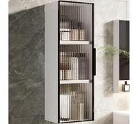 Moderno mobiletto da parete in alluminio con Ante in vetro - Mobiletto sottile per bagno e cucina | Organizzatore per trucchi montato sopra il WC