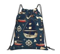 Moderno Mochila Cordónes Impresión con temática náutica de Piratas Unisex Bolsas de Cuerdas para Adulto Yoga Hombre 36X42cm