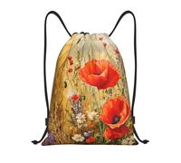 Moderno Mochila Cuerda Arte Flores Flores Retro Bolsa de Deporte Ajustable Bolsas Cordon de Gimnasio para Adulto Mujer Viaje 36X42cm