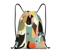 Moderno Mochila Cuerda Gato de Arte Moderno de Mediados de Siglo Deporte Bolso de Gimnasia Unisex Bolsa con Cordón para Mujer Adulto Yoga 36X42cm