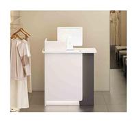 Moderno mostrador de pago con cajón con cerradura y ojales para cables, elegante recepción de recepción para salón y oficina, 80 cm, diseño del lado derecho