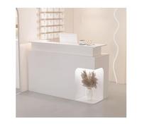 Moderno mostrador de recepción elegante frontal abierto, estación de pago duradera para oficina, salón de belleza, vestíbulo, 47 pulgadas, diseño lateral derecho, acabado blanco, profesional y