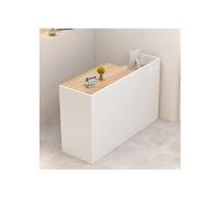Moderno mostrador de recepción elegante para mercados, cafeterías, catering y vestíbulos, 110 cm, lado derecho, acabado de madera blanca, solución elegante para espacio de trabajo