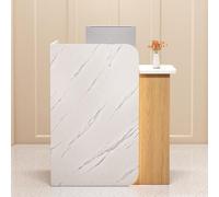 Moderno mostrador de recepción en forma de L con cajones y estantes abiertos para supermercado, tienda de conveniencia y hotel, 140 x 45 x 100 cm