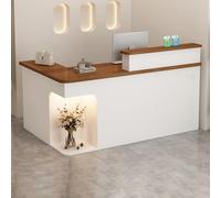 Moderno mostrador de recepción LStylish para tienda de salón y cajero. Diseño compacto con amplio espacio de almacenamiento. Elegante solución de muebles de oficina