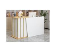 Moderno mostrador de recepción para salón y pequeñas empresas, 100 cm, color blanco cálido, elegante y funcional, escritorio para supermercado, tienda de conveniencia, hotel, bar, salón de belleza y