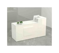 Moderno mostrador de recepción y mostrador de ventas blanco de 120 cm, diseño estable y elegante para uso comercial, configuración en posición izquierda, estructura fuerte para mejorar la