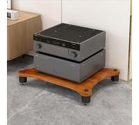 Moderno mueble de almacenamiento para TV con picos de pie que absorben los golpes y estante estéreo abierto, torre de audio de nogal, soporte de 3 niveles