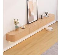 Moderno mueble de pared para TV con estantes y puertas, centro de entretenimiento de 220 cm, elegante diseño de madera, solución de almacenamiento que ahorra espacio para decoración del hogar
