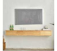 Moderno mueble de TV de pared estrecho de madera con cajones, consola de TV de 140 cm para sala de estar, elegante mueble de televisión flotante (color: tronco)