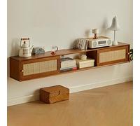 Moderno mueble de TV montado en la pared con puertas correderas, gran almacenamiento, fácil montaje, ideal para uso doméstico y hotelero (marrón, 120 cm)