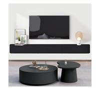 Moderno mueble de TV negro montado en la pared con estantes flotantes, cajones y centro de consola de entretenimiento para sala de estar, dormitorio o sala multimedia (160 cm)