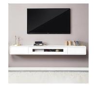 Moderno mueble flotante para TV con cajones y puerta de cristal de almacenamiento, color blanco, 200 cm, centro de consola multimedia para sala de estar, dormitorio o sala multimedia