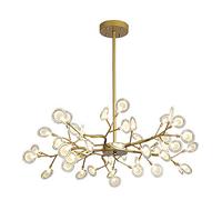 Moderno Oro 54-luces Luciérnaga Decoración Sputnik Lámpara Colgante Ajustable Metal Cromado Durante La Luz Para Cocina Comedor Isla Granja Pasillo-Pantalla de vidrio dorada y piruleta 45 cabezas