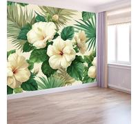 Moderno Papel Pintado Acuarela 400 X 280 Cm, Multicolor Plantas Y Flores Tropicales 3D Fondo Pared Dormitorio Murales Tapiz Para Diversas Habitaciones - Tapiz Fotográfico Para Arte De Pared