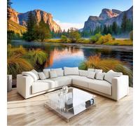 Moderno Papel Pintado Naturaleza Fotografía 400 X 280 Cm, Multicolor Valle Río 3D Fondo Pared Dormitorio Murales Tapiz Para Diversas Habitaciones - Tapiz Fotográfico Para Arte De Pared