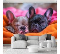 Moderno papel pintado panorámico 3D 350 x 256 cm, animal perro arte fotografía papel pintado no tejido - color marrón tierra foto mural moderno decoración para sala de estar, dormitorio infantil fondo