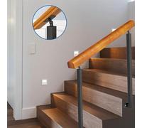 Moderno pasamanos de madera para escalones de porche, soporte ajustable, barandilla de escalera al aire libre, poste doble para cubiertas de 35 pulgadas de longitud 33.5 pulgadas de altura, duradero y