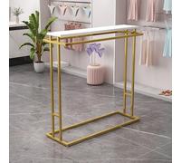 Moderno perchero de doble barra en color dorado, organizador de exhibición de ropa resistente para dormitorio y tienda de ropa, moderno y funcional, 100 x 50 x 130 cm