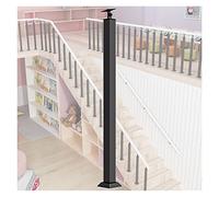 Moderno poste cuadrado de metal para escalera, para interiores y exteriores, con tornillos y abrazaderas planas, eje negro para mayor seguridad y estilo