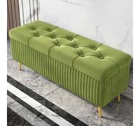 Moderno puf de almacenamiento de terciopelo con patas doradas, banco tapizado para dormitorio, reposapiés para sala de estar, pasillo y extremo de cama, 70 x 40 x 45 cm, múltiples opciones de color