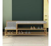 Moderno puf de terciopelo con marco de metal, banco de almacenamiento de gran capacidad, elegante taburete cambiador de zapatos para sala de estar y dormitorio, color negro, 100 x 35 cm