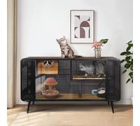 Moderno recinto para gatos con vidrio templado, diseño multifunción para un cómodo espacio de vida para mascotas