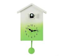 Moderno reloj de cuco con timbre mecánico cada hora y ventana de cuco que se abre, sutil movimiento oscilante que añade vida a la decoración de la pared (verde)