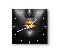 Moderno Reloj de Pared 30x30cm Cuadrado Decorativo Personas Moda - 4460 | Oro Boca Negro Reloj de Vidrio Analógico Silencioso Decoración de Pared Sin Tic Tac Cocina Salón Oficina Dormitorio ARTTOR