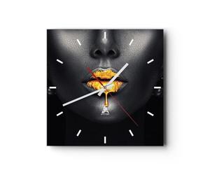 Moderno Reloj de Pared 30x30cm Cuadrado Decorativo Personas Moda - 4460 | Oro Boca Negro Reloj de Vidrio Analógico Silencioso Decoración de Pared Sin Tic Tac Cocina Salón Oficina Dormitorio ARTTOR