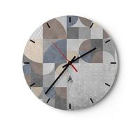 Moderno Reloj de Pared 30x30cm Redondo Decorativo Abstracto Pastel - 4621 | Geometría Pedazo Piedra Reloj de Vidrio Analógico Silencioso Decoración de Pared Sin Tic Tac Cocina Salón Dormitorio ARTTOR