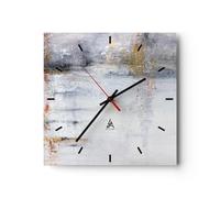 Moderno Reloj de Pared Abstracción Blanco Borrosa 40x40cm Decoracion Reloj de Vidrio Cocina Salon Oficina Reloj Decorativo Silencioso Art Wall Clock Decor Decorativo para el Hogar C3AC40x40-4535