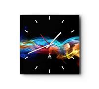 Moderno Reloj de Pared Abstracto Aire Colorido Figura 30x30cm Decoracion Reloj de Vidrio Cocina Salon Oficina Reloj Decorativo Silencioso Art Wall Clock Decor Decorativo para el Hogar C3AC30x30-2171