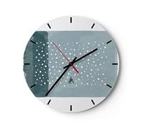 Moderno Reloj de Pared Acuarela Moderno Azul 30x30cm Decoracion Reloj de Vidrio Cocina Salon Oficina Comedor Reloj Decorativo Silencioso Art Wall Clock Decor Decorativo para el Hogar C3AR30x30-4550