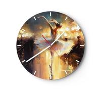 Moderno Reloj de Pared Bailarina Bailar Color Al Oleo 40x40cm Decoracion Reloj de Vidrio Cocina Salon Oficina Reloj Decorativo Silencioso Art Wall Clock Decor Decorativo para el Hogar C3AR40x40-5985
