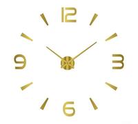 Moderno reloj de pared con espejo grande, adhesivo 3D para oficina, hogar, tienda, decoración artística (dorado)