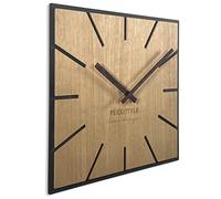 Moderno Reloj de Pared Cuadrado Grande Madera Eco diámetro 50 cm, Silencio, Aspecto de Madera, Roble, Sala de Estar, Dormitorio (Exact)