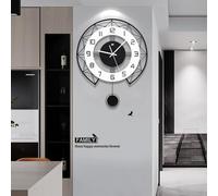 Moderno reloj de pared de madera con silencioso, funciona con pilas, gran formato, 52 x 43 cm, elegante color negro, reloj de pared de diseño simple para salón, cocina y oficina, silencioso y fácil de