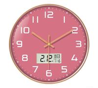 Moderno reloj de pared digital silencioso para dormitorio y oficina en casa, con calendario y visualización de temperatura, diseño minimalista con mecanismo de cuarzo preciso (F)