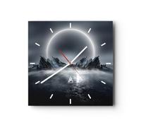 Moderno Reloj de Pared Futurismo Tormenta Luna 30x30cm Decoracion Reloj de Vidrio Cocina Salon Oficina Comedor Reloj Decorativo Silencioso Art Wall Clock Decor Decorativo para el Hogar C3AC30x30-5372