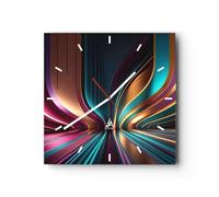 Moderno Reloj de Pared Líneas Ondas Luz 30x30cm Decoracion Reloj de Vidrio Cocina Salon Oficina Comedor Reloj Decorativo Silencioso Art Wall Clock Decor Decorativo para el Hogar C3AC30x30-5778