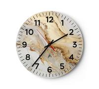 Moderno Reloj de Pared Mármol Glamour Elegante 30x30cm Decoracion Reloj de Vidrio Cocina Salon Oficina Comedor Reloj Decorativo Silencioso Art Wall Clock Decor Decorativo para el Hogar C4AR30x30-5730