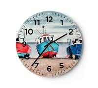 Moderno Reloj de Pared Náutico Playa Cortadores De Pesca 40x40cm Decoracion Reloj de Vidrio Cocina Salon Oficina Reloj Decorativo Silencioso Art Wall Clock Decor Decorativo C4AR40x40-5428
