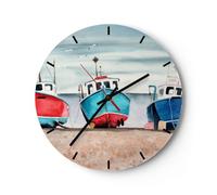 Moderno Reloj de Pared Náutico Playa Cortadores De Pesca 40x40cm Decoracion Reloj de Vidrio Cocina Salon Oficina Reloj Decorativo Silencioso Art Wall Clock Decor Decorativo C3AR40x40-5428