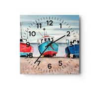 Moderno Reloj de Pared Náutico Playa Cortadores De Pesca 40x40cm Decoracion Reloj de Vidrio Cocina Salon Oficina Reloj Decorativo Silencioso Art Wall Clock Decor Decorativo C4AC40x40-5428